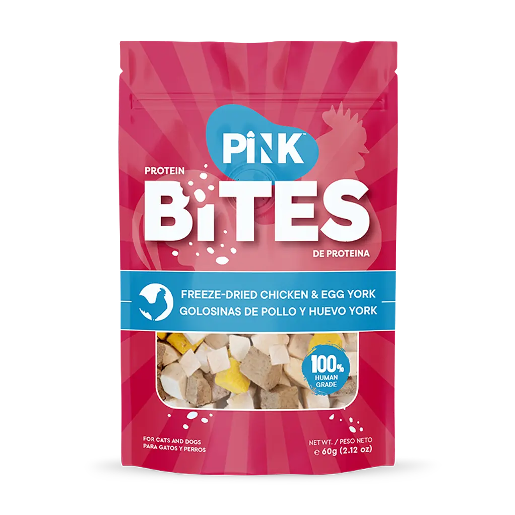 PINK SNACK CANINO/FELINO BITES POLLO YEMA DE HUEVO 60GR