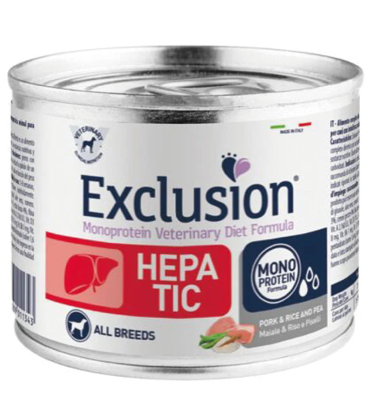 LATA EXCLUSION VET PERRO HEPATICO CERDO Y SORGO