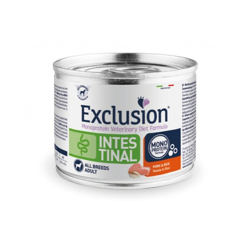 LATA EXCLUSIÓN VET PERRO INTESTINAL CERDO Y ARROZ