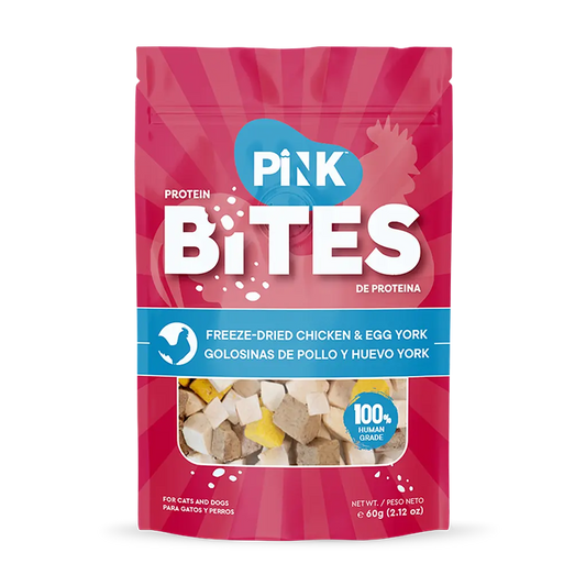 PINK SNACK CANINO/FELINO BITES POLLO YEMA DE HUEVO 60GR