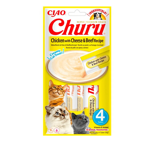 CHURU GATO POLLO CON QUESO Y CARNE 4P