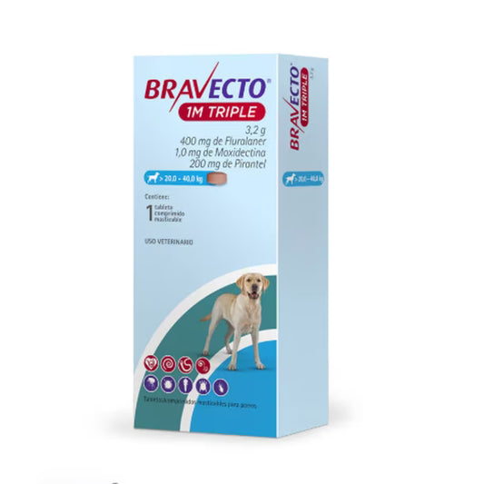 BRAVECTO 1 MES TRIPLE 400 MG (20-40 KG)