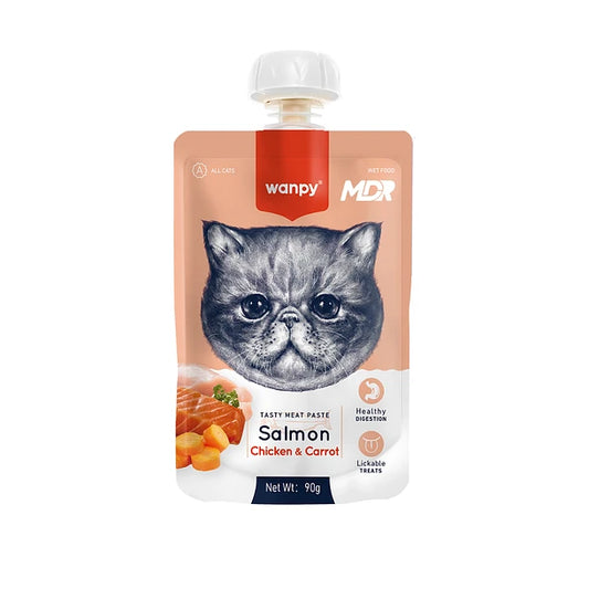 Wanpy Tasty Meat Paste Salmon, Chicken and Carrot para Gatos Sobre 90gr