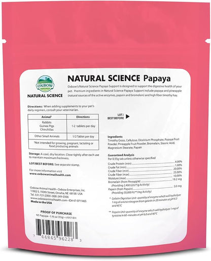 Oxbow Suplemento digestivo de soporte para papaya, conejo y cobaya, 1.16 oz