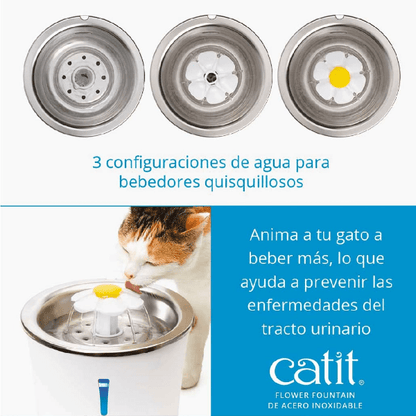 CATIT 2.0 FUENTE BEBEDERA AC INOX FLOR 3L