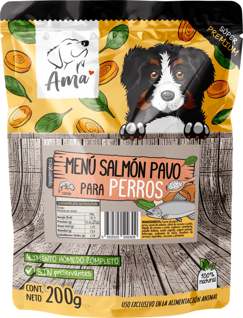 Ama Menú Salmón Pavo para Perros Sobre 200gr