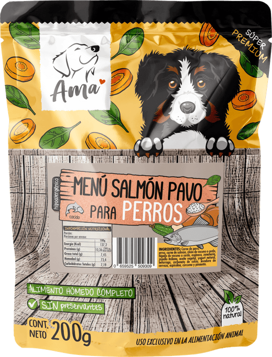 Ama Menú Salmón Pavo para Perros Sobre 200gr