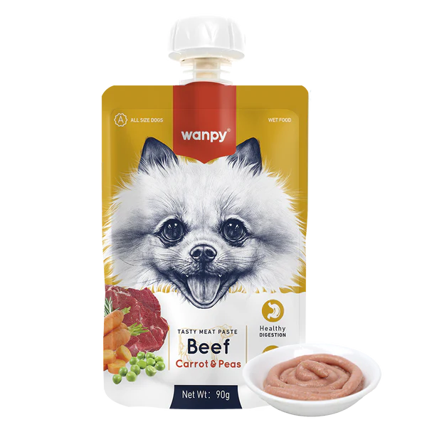 Wanpy Tasty Meat Paste Beef, Carrot & Pea para Perros Sobre 90gr