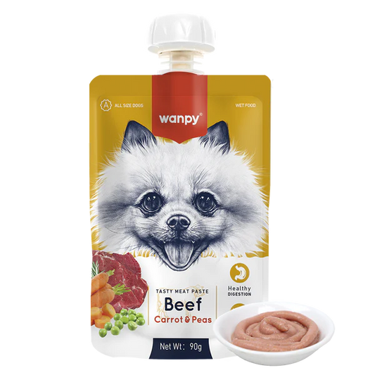 Wanpy Tasty Meat Paste Beef, Carrot & Pea para Perros Sobre 90gr