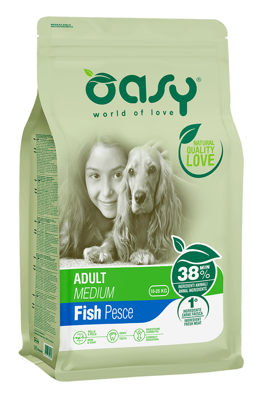 ALIMENTO CANINO OASY ADULTO LIFESTAGE ADULT MEDIUM FISH 12KG
