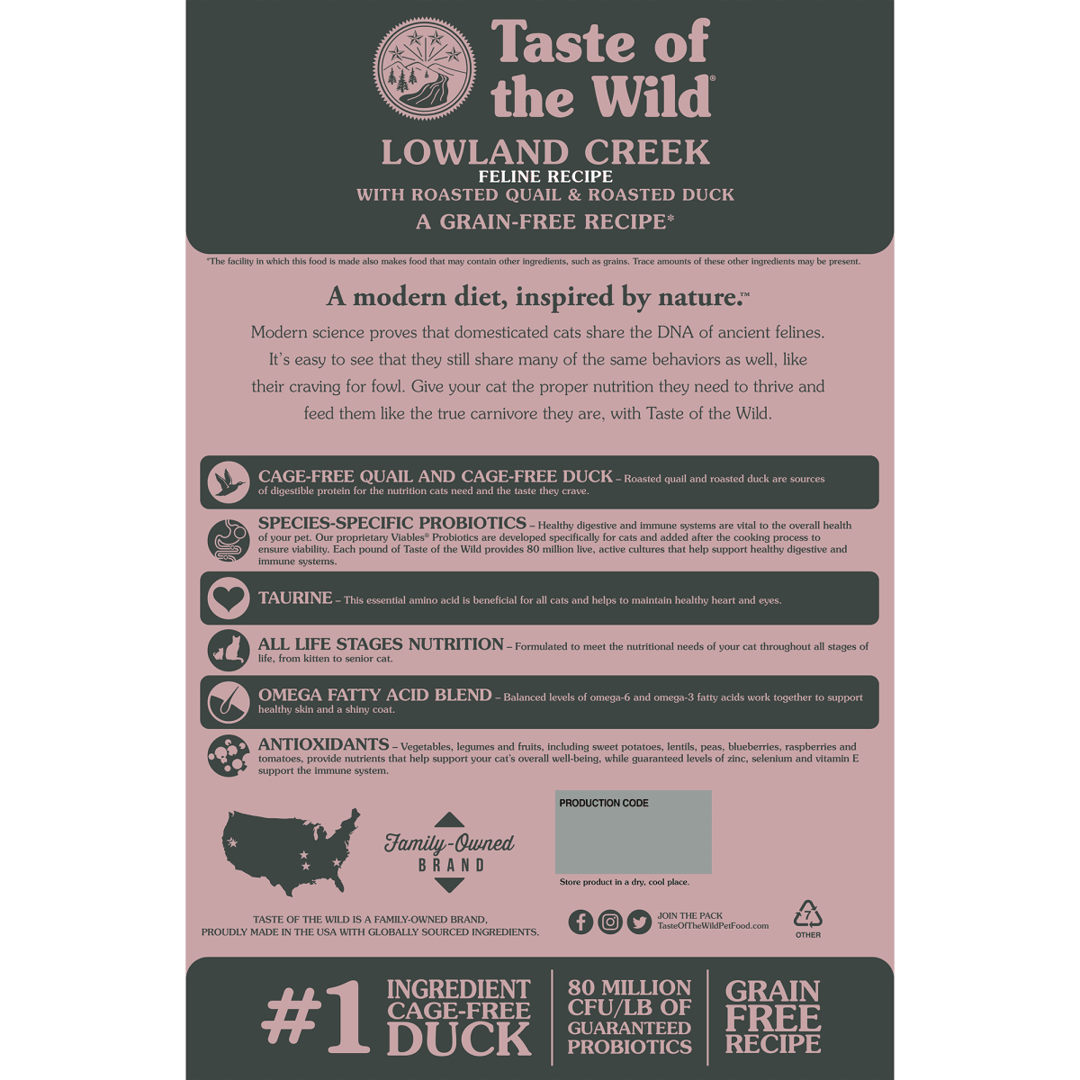 Taste of the Wild Lowland Creek Codorniz y Pato Asados Gato