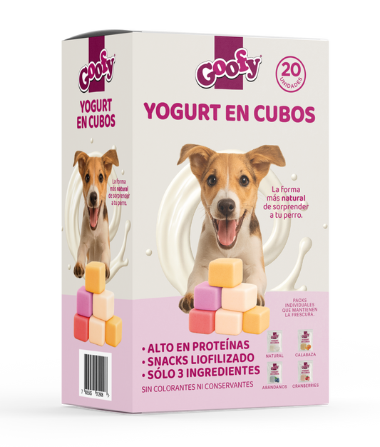 Goofy Yogurt en Cubos – Snacks Liofilizados para Perros (20 unidades)