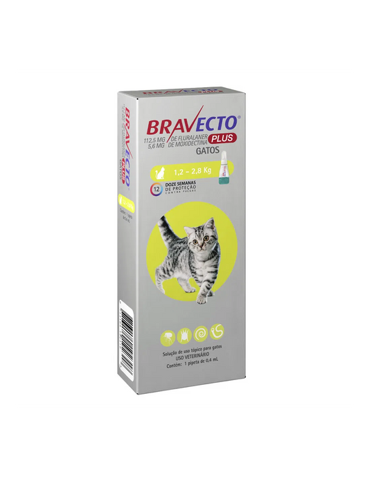 BRAVECTO PLUS PARA GATOS DE 1,2 A 2,8 KG (VENCE 28-02-2025)