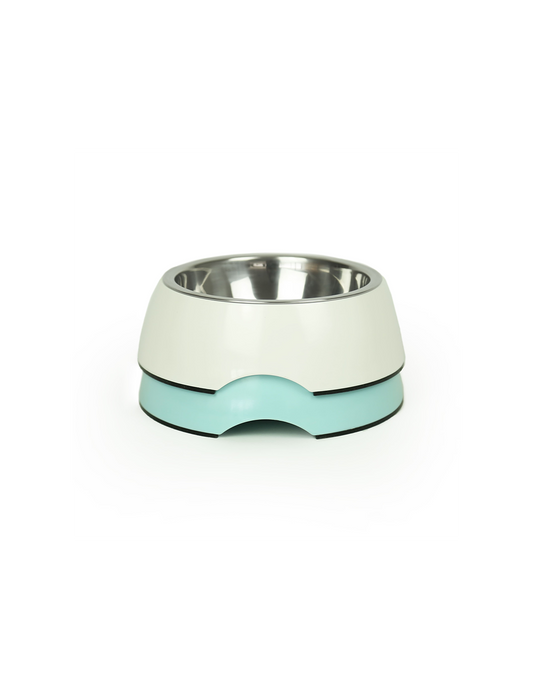 BRNX PLATO MELAMINA INOX BLANCO Y CELESTE TALLA L