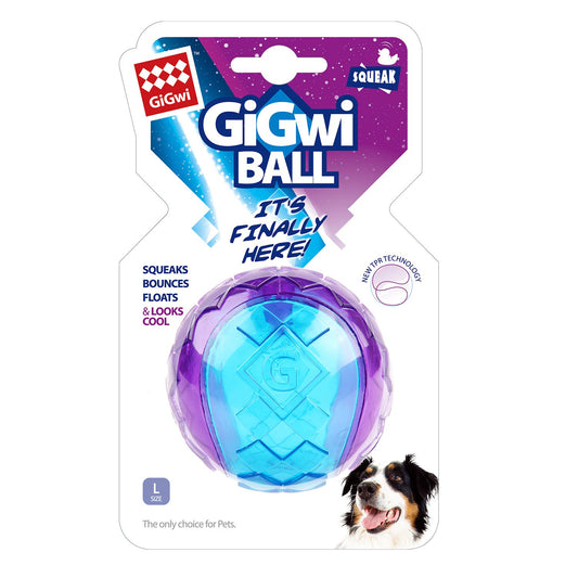 GIGWI BALL SQUEAKER TRANSPARENTE VIOLETA/AZUL M