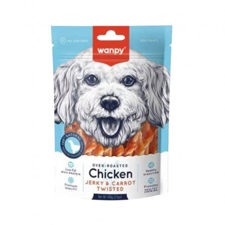 Wanpy Chicken Jerky & Carrot Twisted para Perros