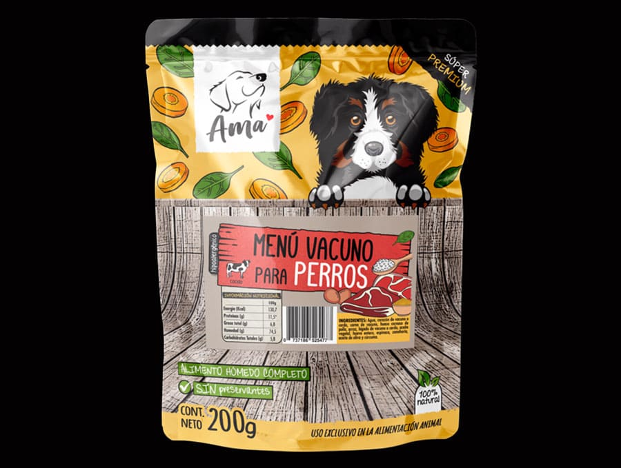 Ama Menú Vacuno para Perros Sobre 200gr