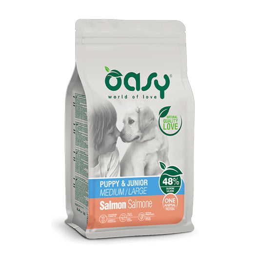 ALIMENTO CANINO OASY PUPPY OAP PUPPY JUNIOR MEDIUM/LARGE SALMON 12 kg
