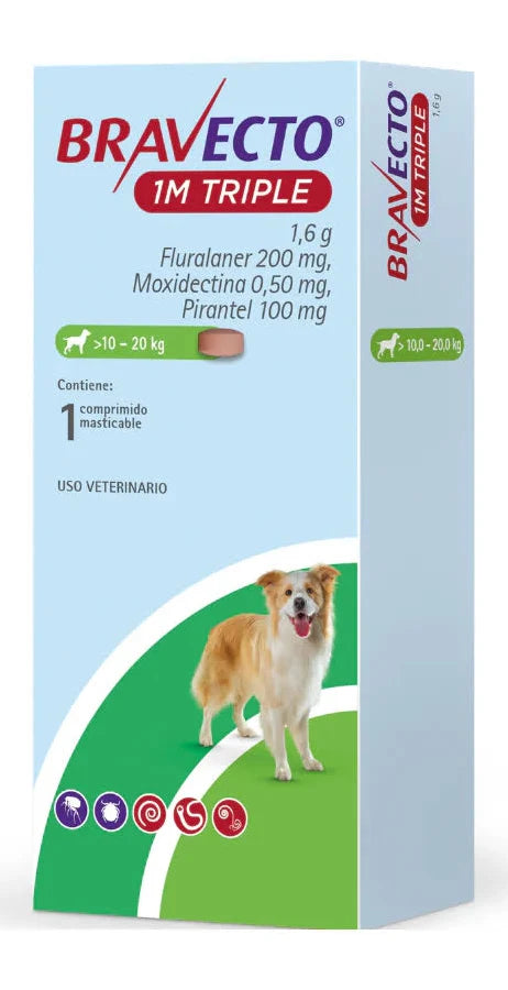 BRAVECTO 1 MES TRIPLE 200 MG (10-20KG)