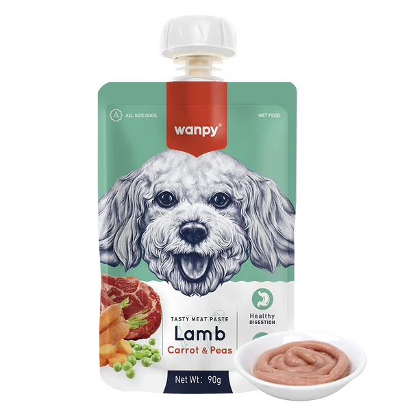 Wanpy Tasty Meat Paste Lamb, Carrot & Pea Para Perros Sobre 90gr